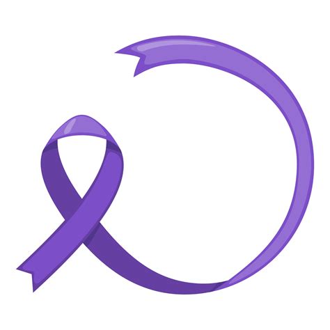 Purple ribbon icon in flat style isolated on white background. Symbol for Dementia awareness ...