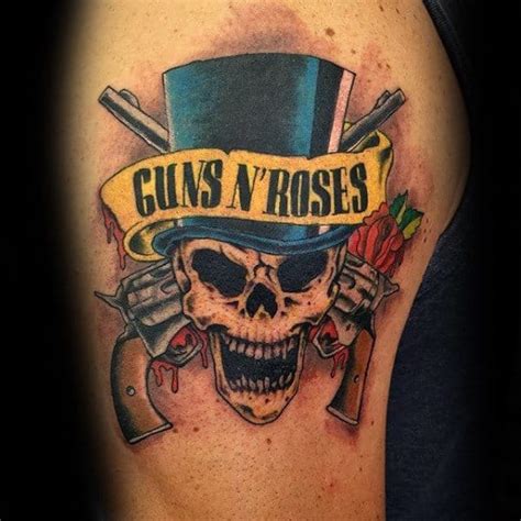 40 Guns And Roses Tattoo Designs For Men - Hard Rock Band Ink Ideas