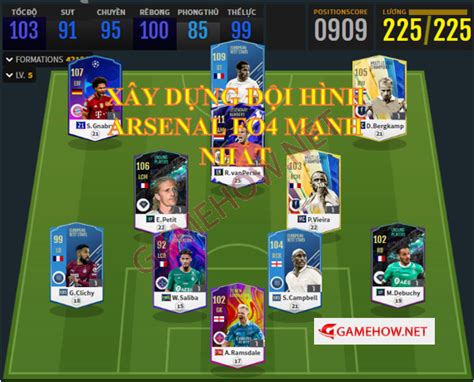 Cách build đội hình Arsenal FC Online mạnh nhất Server VN