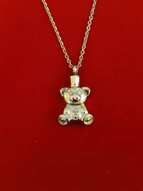 Silver Teddy Bear Urn Necklace Cremation Necklace - Etsy