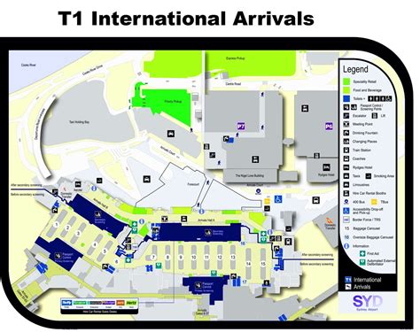 Terminal 1 map at the Sydney Airport SYD