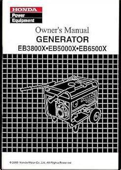 Printed 2006 Honda Generator EB3800X, EB5000X, & EB6500X Owners Manual ...