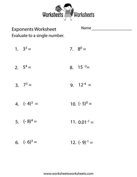 Free Printable Exponent Worksheets - Free Printable