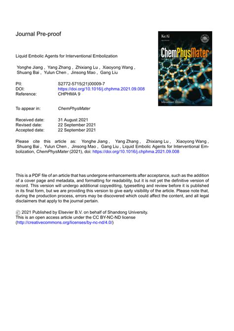 (PDF) Liquid Embolic Agents for Interventional Embolization