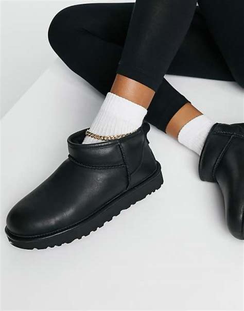 UGG Classic Ultra Mini Boots In Black Leather | ubicaciondepersonas ...