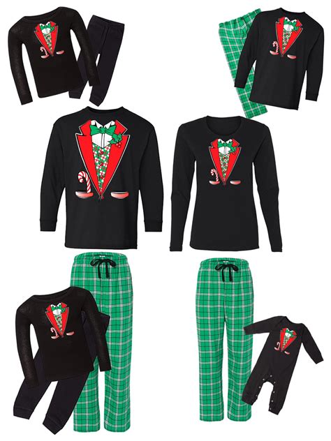 Awkward Styles Family Christmas Pajamas Set Green Tuxedo Matching Sleepwear - Walmart.com