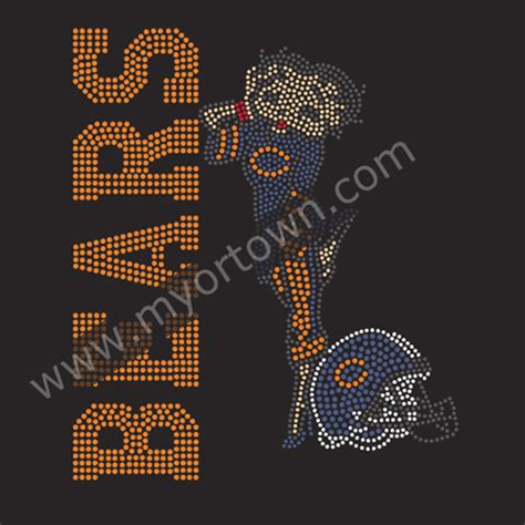 Chicago Bears Helmet Iron on Rhinestone Transfer Decal