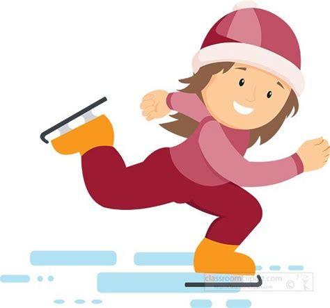 Winter Sports Clipart-girl haiving fun speed ice skating clipart