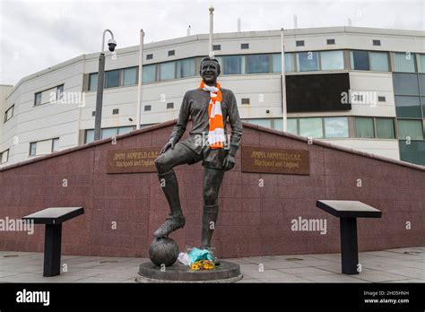 A statue of the Blackpool FC legend Jimmy Armfield pictured in an ...