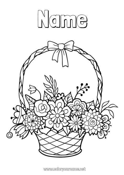 Coloring page No.1219 - Flowers Spring Basket