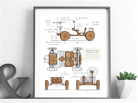 Lunar Rover Blueprint | Space Art | NASA Decor | Laser Cut Wood ...