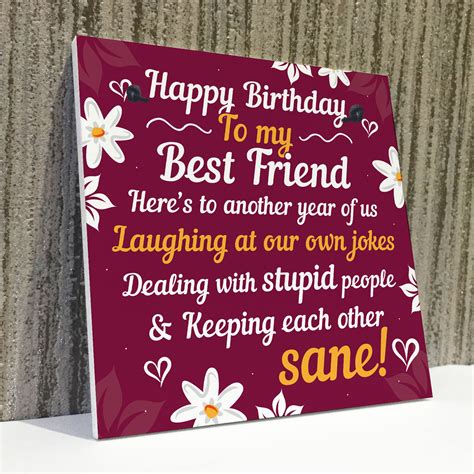 HAPPY BIRTHDAY Card Best Friend Birthday Gift Friendship Plaque Funny ...