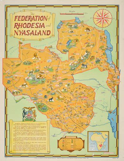 Original vintage poster: The Federation of Rhodesia and Nyasaland - Africa for sale at ...