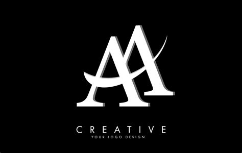 Double AA A letters logo with white swoosh and black background. 5038241 Vector Art at Vecteezy