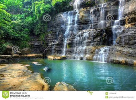 Ujung genteng waterfall stock photo. Image of ujung - 120333194