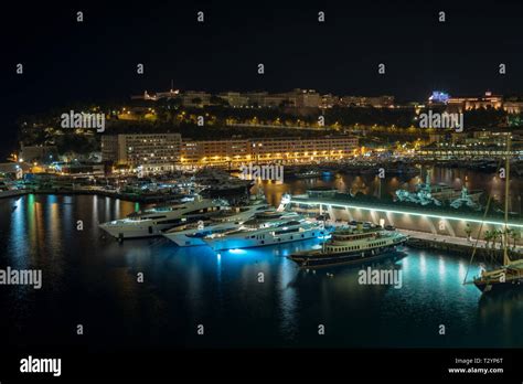 Principality of Monaco panoramic view in the night Stock Photo - Alamy