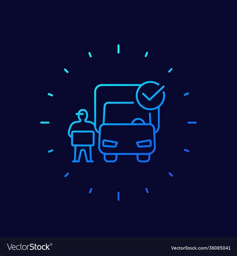 Delivery icon van and worker with box Royalty Free Vector