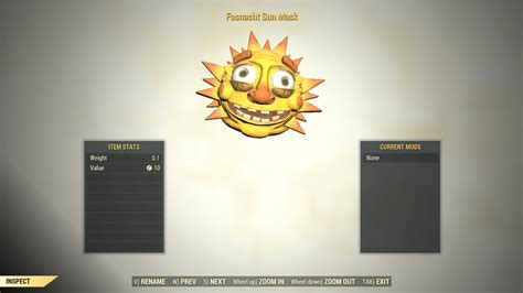 Fasnacht Sun Mask Fallout 76 (PC) - Buy Fallout 76 Items for PC