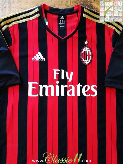 AC Milan Home football shirt 2013 - 2014. Sponsored by Emirates