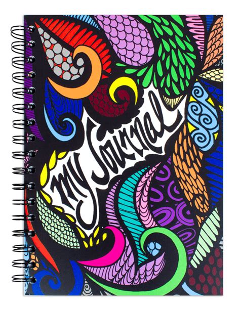 Brightly colored and hand drawn doodles makes this notebook cover pop ...