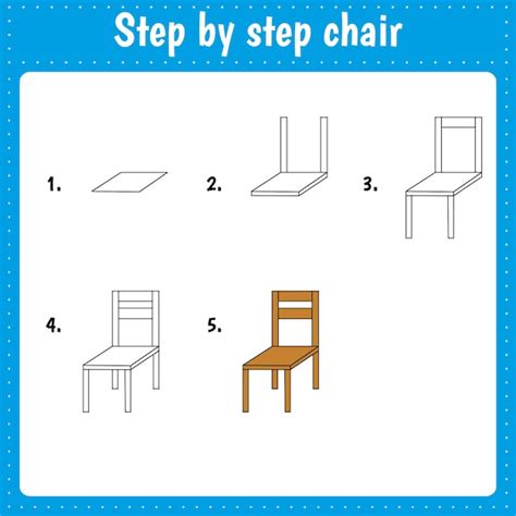 Premium Vector | Drawing lesson for children how draw a chair drawing ...