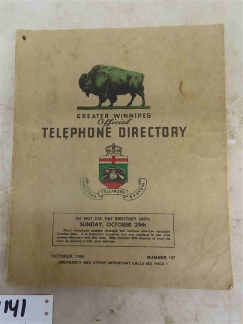 1950 Winnipeg Telephone Book + 1953 Manitoba Telephone Directory ...