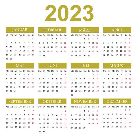 Calendar in German for 2023. The week starts from Monday. Vector illustration 10835116 Vector ...