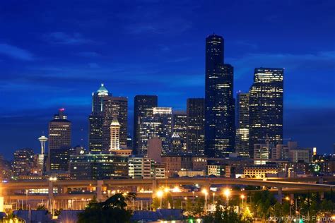 Seattle skyline at night