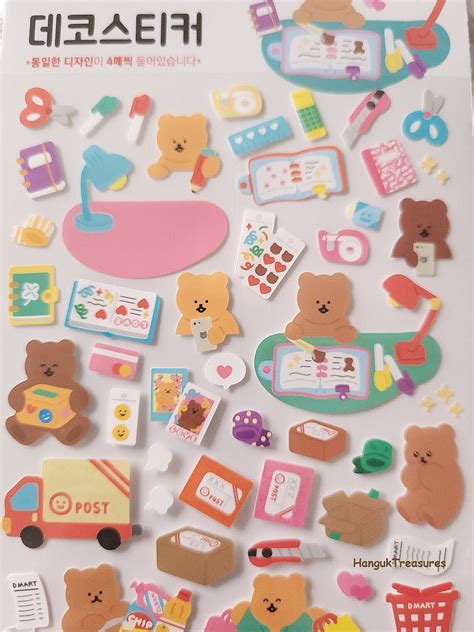 Authentic Korean Stationery Deco Stickers Cute Sticker Sheets - Etsy