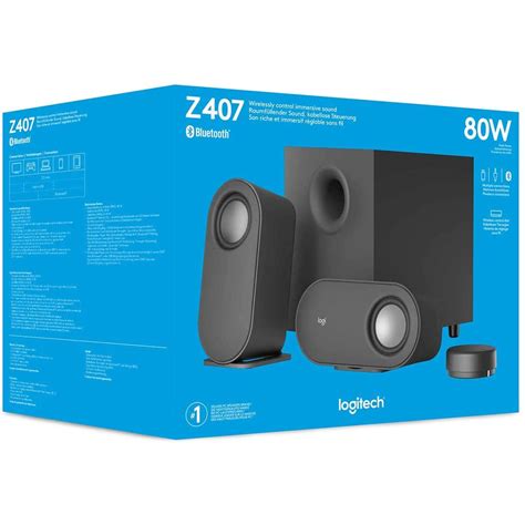 Logitech Z407 Bluetooth Computer SPEAKER 2.1 SYSTEM WITH SUBWOOFER 80W ...