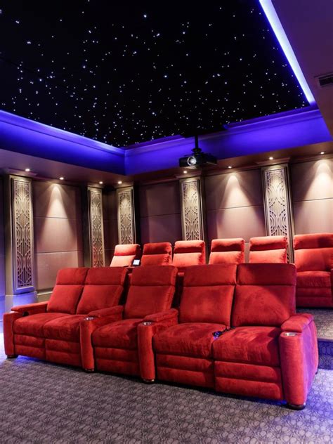 Patterned carpet .. Interior. Delightful Modern Home Theater Decorating ...