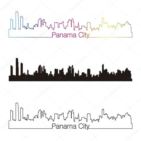 Panama City skyline linear style with rainbow Stock Vector by ©paulrommer 44146971