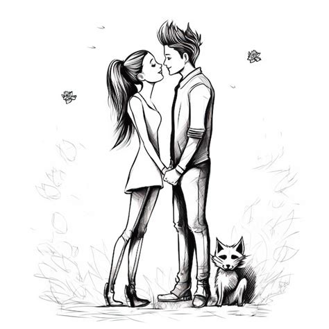 Premium AI Image | a drawing of a couple and a dog with the words quot ...