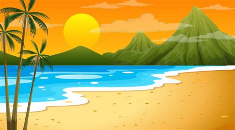 Beach at sunset time landscape scene with mountain background 2290106 ...