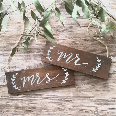 Mr. & Mrs. Wedding Signs / Wedding Chair Signs / Wooden Hanging Signs ...