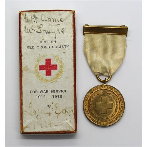 WW1 British Red Cross Society Medal for War Service 1914-1918 in Box of Issue - Mrs Annie McIntyre