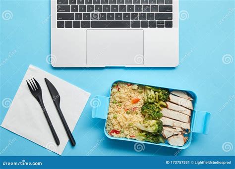 Top View of Laptop Keyboard and Stock Image - Image of blue, cooked: 173757531