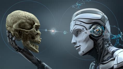 Robot and skull illustration, digital art, skull, machine, robot HD wallpaper | Wallpaper Flare