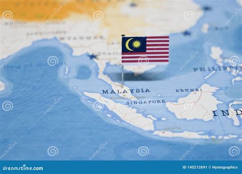 The Flag of Malaysia in the World Map Stock Image - Image of capital, countries: 140212691