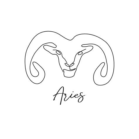 Astrology zodiac sign Aries horoscope symbol in line art style isolated ...