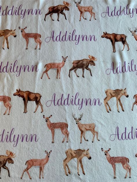 Personalized Baby Name Baby Blanket Deer and Moose Theme | Etsy