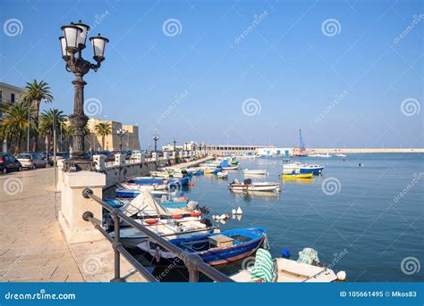 Boats in the port of Bari stock image. Image of city - 105661495