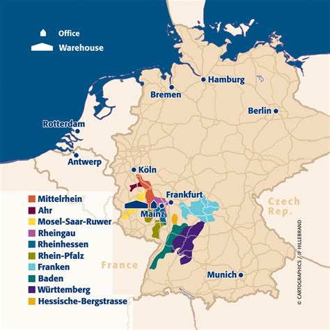 Principales zonas vitivinícolas de Alemania - Tamaño completo