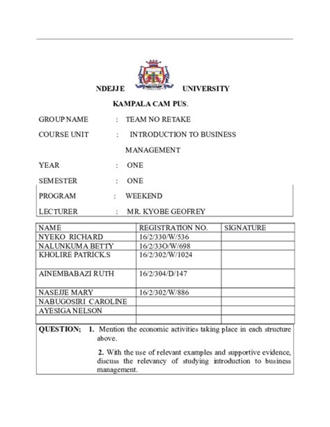 (DOC) NDEJJE UNIVERSITY KAMPALA CAM PUS. GROUP NAME : TEAM NO RETAKE | Nyeko Richard - Academia.edu