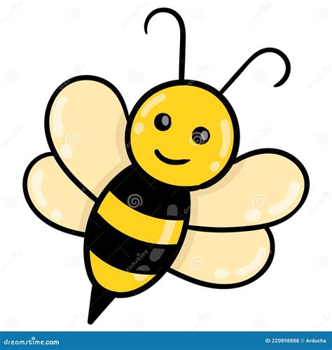 Cute Honey Bee Is Attacking Sting, Doodle Icon Drawing Vector Illustration | CartoonDealer.com ...