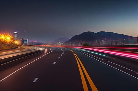 Premium Photo | A highway with a mountain in the background