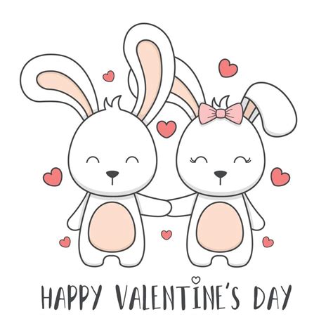 Cute Valentines Day Bunny Rabbit Couple 4947269 Vector Art at Vecteezy