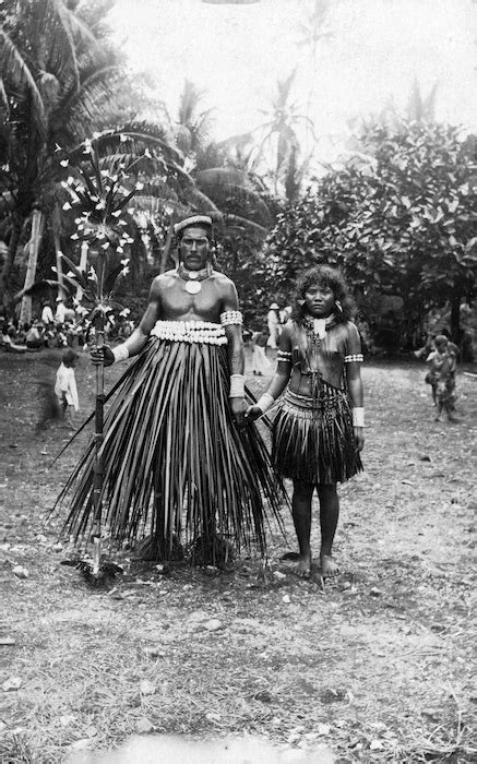 Two dancers in traditional dress at Banaba, Kiribati | Record | DigitalNZ