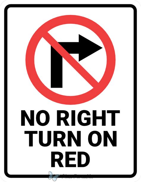 Printable No Right Turn on Red Sign