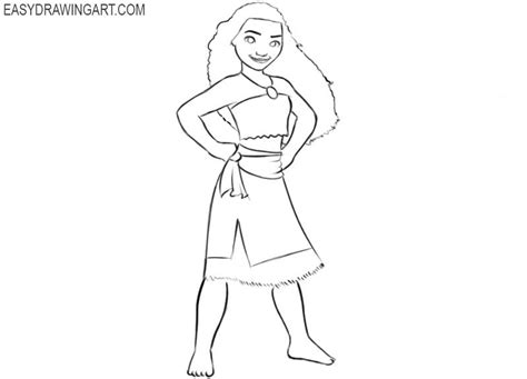 How to Draw Moana | Easy Drawing Art | Moana drawing, Disney character drawings, Drawings